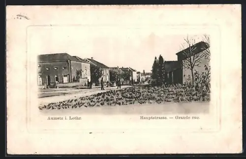 AK Aumetz i. Lothr., Hauptstrasse, Panorama-Ansicht