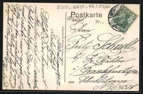 AK Mörchingen, Kapellenstrasse mit Geschäften u. Strassenbahn