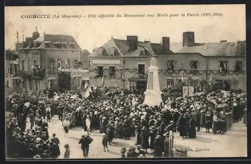 AK Courcité /La Mayenne, Fête officielle du Monument aux Morts pour la Patrie, 1914-1918