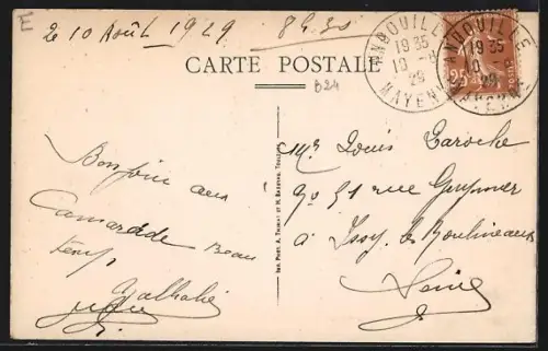 AK Andouillé /Mayenne, Rue de Gonnette avec le café et salon de coiffure Hameau