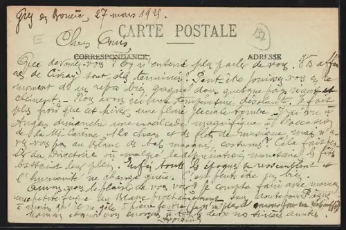 AK Grez-en-Bouère /Mayenne, Entrée du Bourg avec pharmacie et voitures sur la rue principale