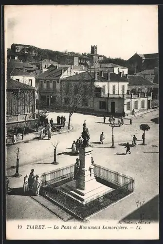 AK Tiaret, La Poste et Monument Lamoricière