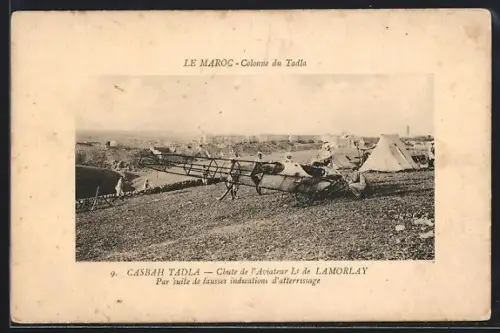 AK Casbah Tadla, Flugzeug Lamorlay beim Absturz