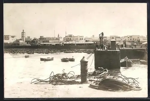 AK Casablanca, Hafenpartie und Panoramablick auf die Stadt