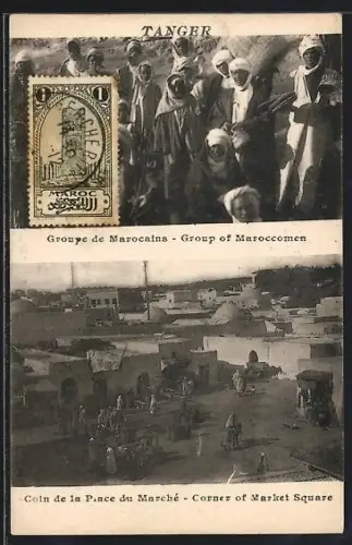 AK Tanger, Groupe de Marocains, Coin de la Place du Marché