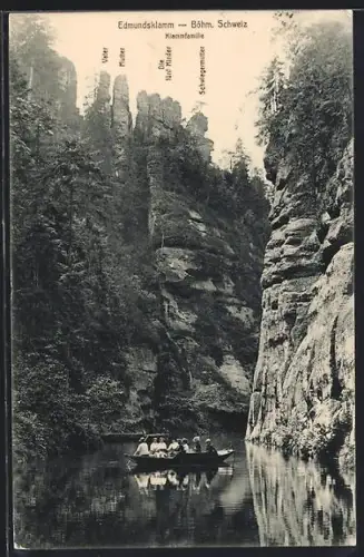 AK Edmundsklamm /Böhm. Schweiz, Klammfamilie, Vater, Mutter und die fünf Kinder