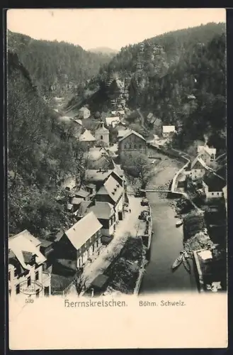 AK Herrnskretschen /Böhm. Schweiz, Teilansicht mit Strassenpartie