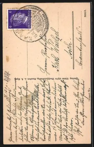 AK Kaaden a. d. Eger, Strassenpartie mit Kirche