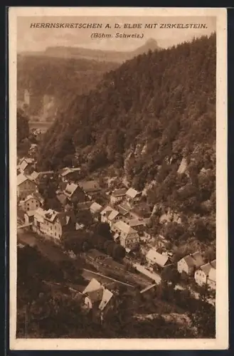 AK Herrnskretschen a. d. Elbe, Teilansicht mit Zirkelstein