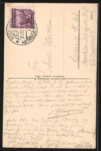 AK Herrnskretschen a. d. Elbe, Teilansicht mit Zirkelstein