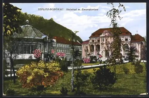 AK Teplitz-Schönau, Steinbad m. Emanatorium