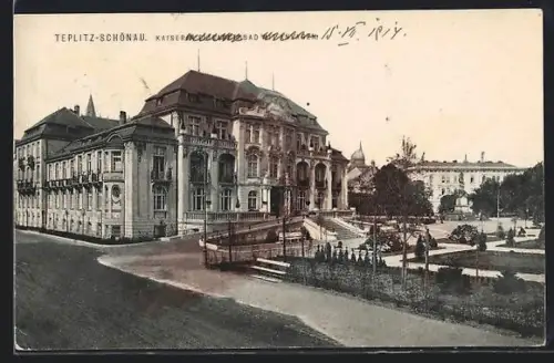 AK Teplitz-Schönau, Kaiserin Elisabeth-Bad mit Anlagen
