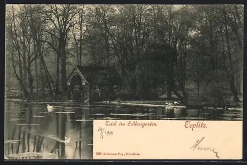AK Teplitz, Teich im Schlossgarten