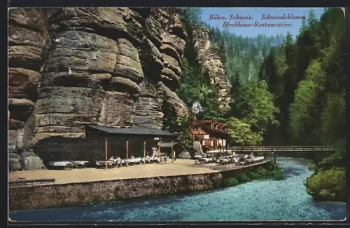 AK Edmundsklamm /Böhm. Schweiz, Blockhaus-Restaurant