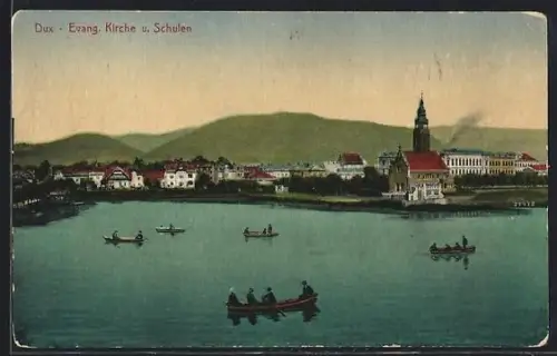 AK Dux, Evangelische Kirche und Schulen
