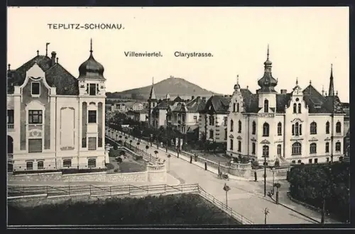 AK Teplitz Schönau / Teplice, Villenviertel an der Clarystrasse