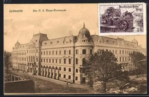AK Leitmeritz / Litomerice, Blick auf das K. k. Korps-Kommando