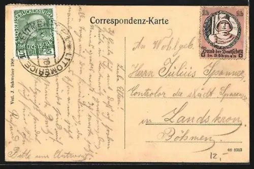 AK Leitmeritz / Litomerice, Blick auf das K. k. Korps-Kommando