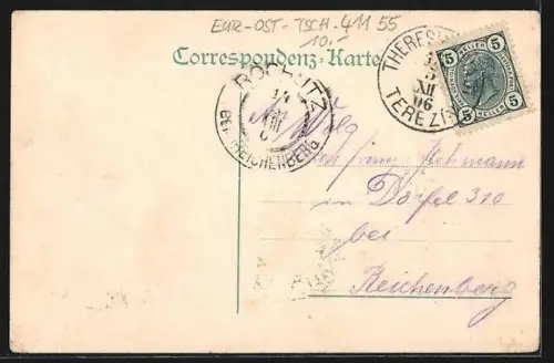 AK Theresienstadt, Soldaten auf dem Paradeplatz