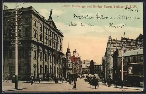 AK Sydney /N. S. W., Royal Exchange and Bridge Street