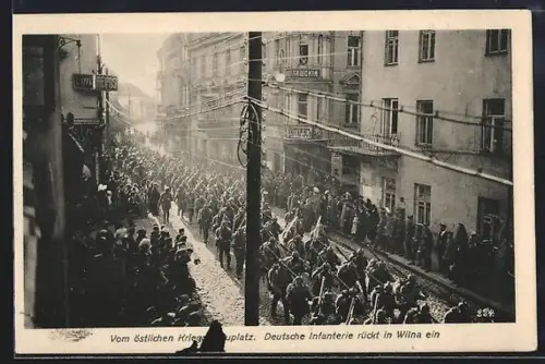 AK Wilna, Deutsche Infanterie marschiert in die Stadt