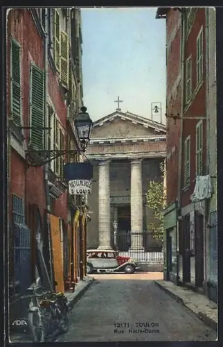 AK Toulon, Rue Notre-Dame, Hotel Neuble, Motorrad & Auto