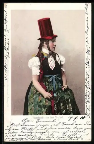 AK Elzthal, Frau in Schwarzwälder Tracht