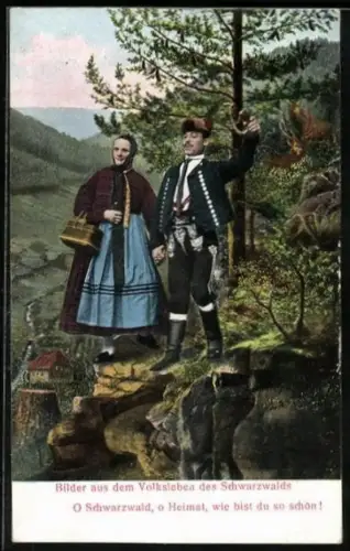 AK Paar in Schwarzwälder Tracht