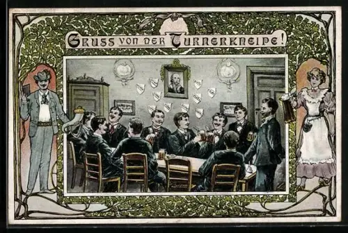 AK Turner in der Turnerkneipe trinken Bier