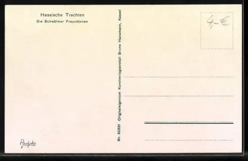 AK Vier Mädchen in hessischer Tracht