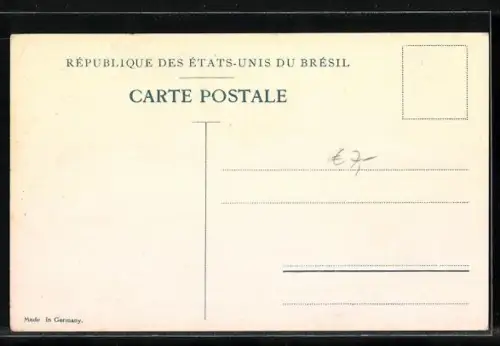 AK Briefmarken, Kranz mit brasilianischer Flagge