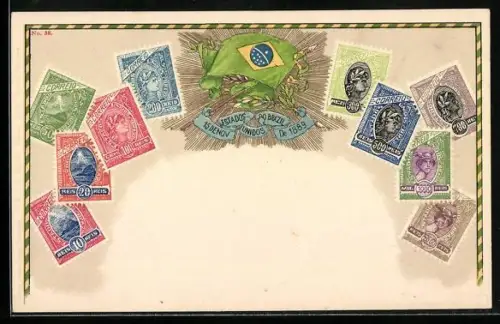 AK Estados Unidos do Brazil, verschiedene Briefmarken