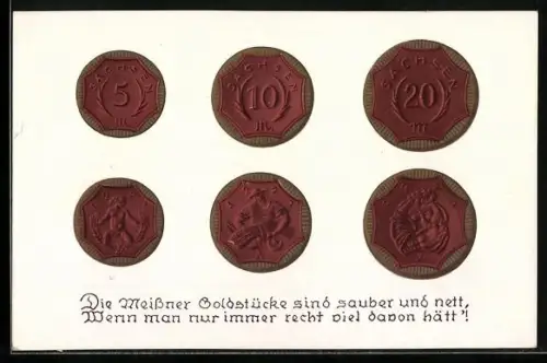 AK Abbildungen der Meissner Goldstücke