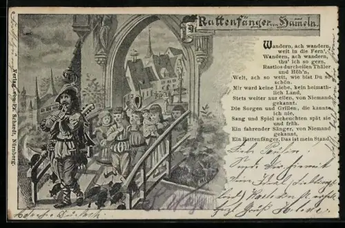 Künstler-AK Hameln, Der Rattenfänger von Hameln