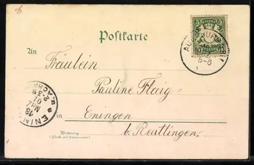 AK Behüt Dich Gott!, Reiter mit Fanfare vor einer Ortschaft im Winter