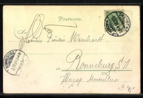 Lithographie Paar in einem Ruderboot sieht eine Rudermannschaft