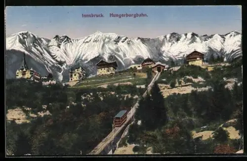 AK Innsbruck, Hungerburgbahn mit Häusern, Bergbahn