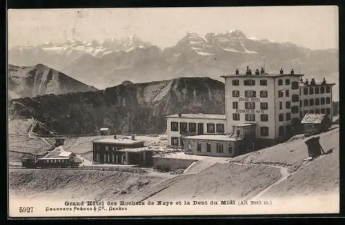 AK Rochers-de-Naye, Grand Hotel des Rochers de Naye et la Dent du Midi