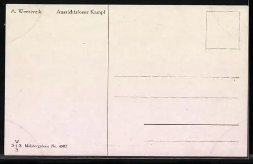 AK Hund und zusammengerollter Igel, Aussichtsloser Kampf