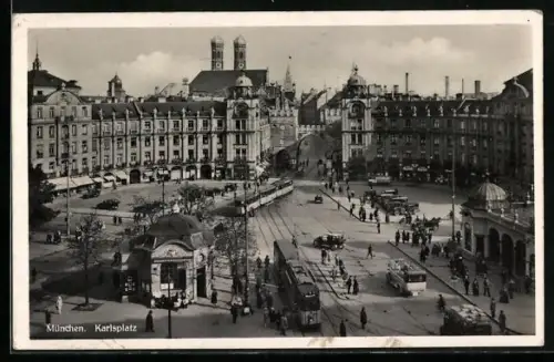 AK München, Karlsplatz mit Strassenbahn