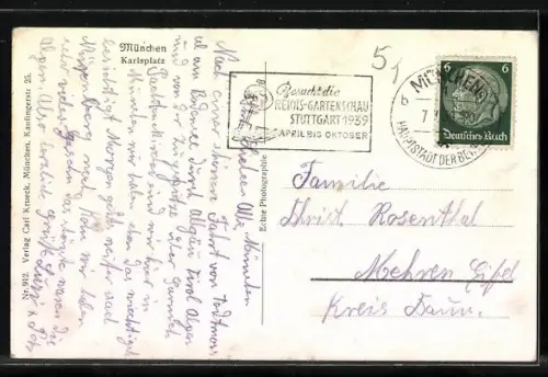 AK München, Karlsplatz mit Strassenbahn