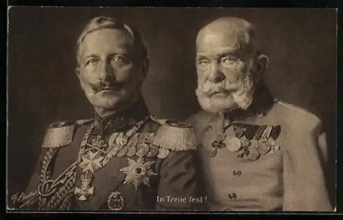 AK Kaiser Franz Josef I. von Österreich und Kaiser Wilhelm II., Zweibund