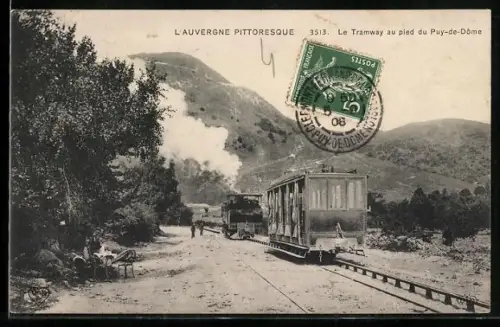 AK Puy-de-Dome, Le Tramway au pied du Puy-de-Dome, Bergbahn