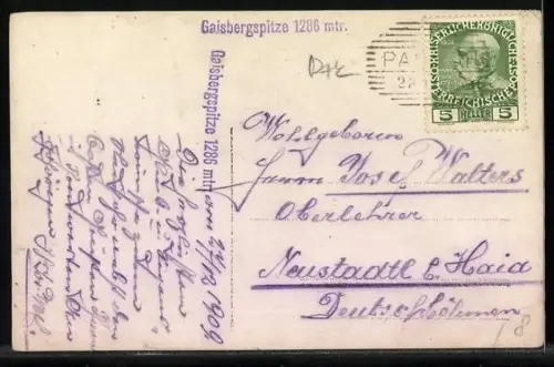 AK Salzburg, Gaisbergbahn, Zahnradsystem wie Rigi und Pilatus