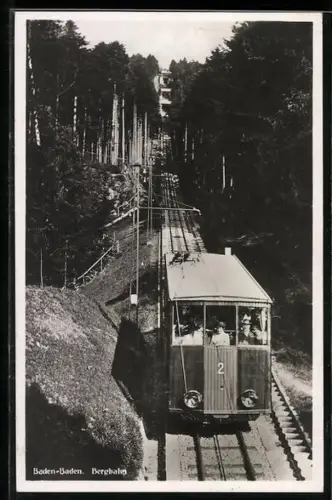 AK Baden-Baden, Ansicht der Bergbahn