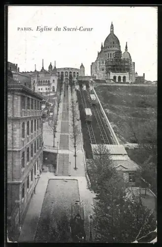 AK Paris, Sacré-Coeur de Montmartre, Le Funiculaire, Bergbahn