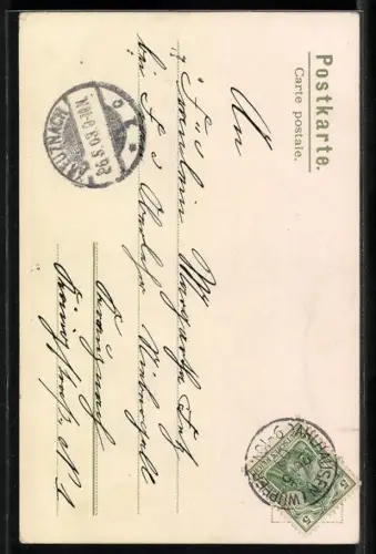 Künstler-AK Alfred Mailick: Frau mit Kindern auf einer Blumenwiese, Pfingstgruss