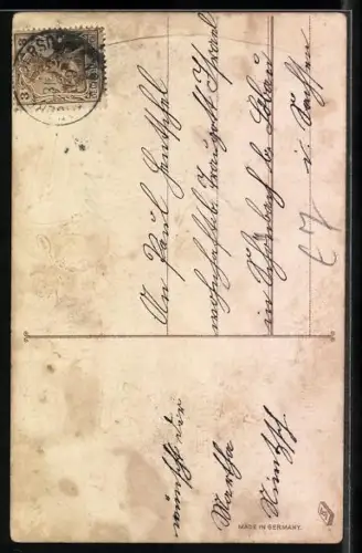 AK Kinder mit Geld-Fahne, Neujahrsgruss