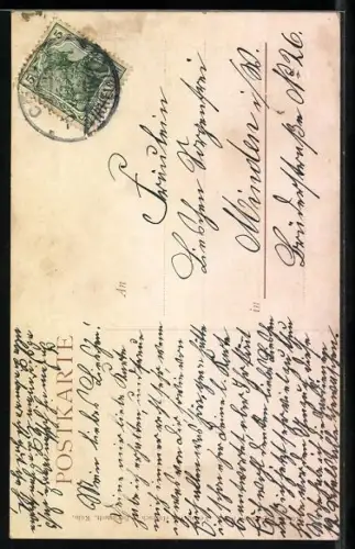 AK Köln, E leev Kölsch Mädche, Frau mit Hut und Schirm