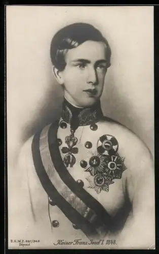 AK Kaiser Franz Josef I. von Österreich als junger Mann in Uniform